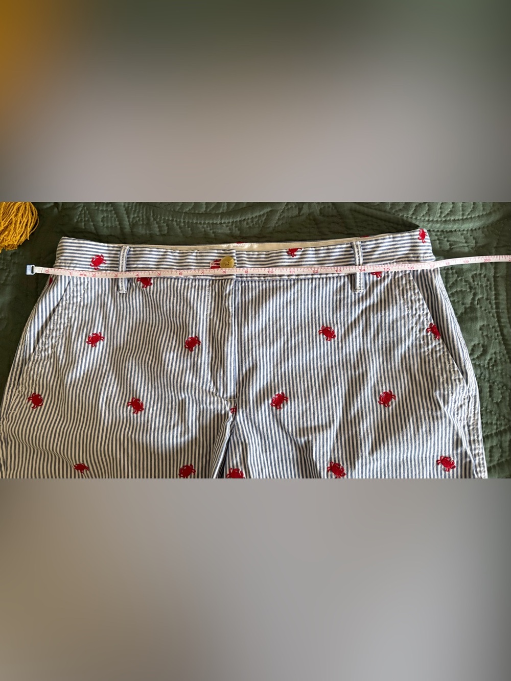 Talbots Blue and White Striped Shorts with Red Crab Embroidery - Picture 7 of 8